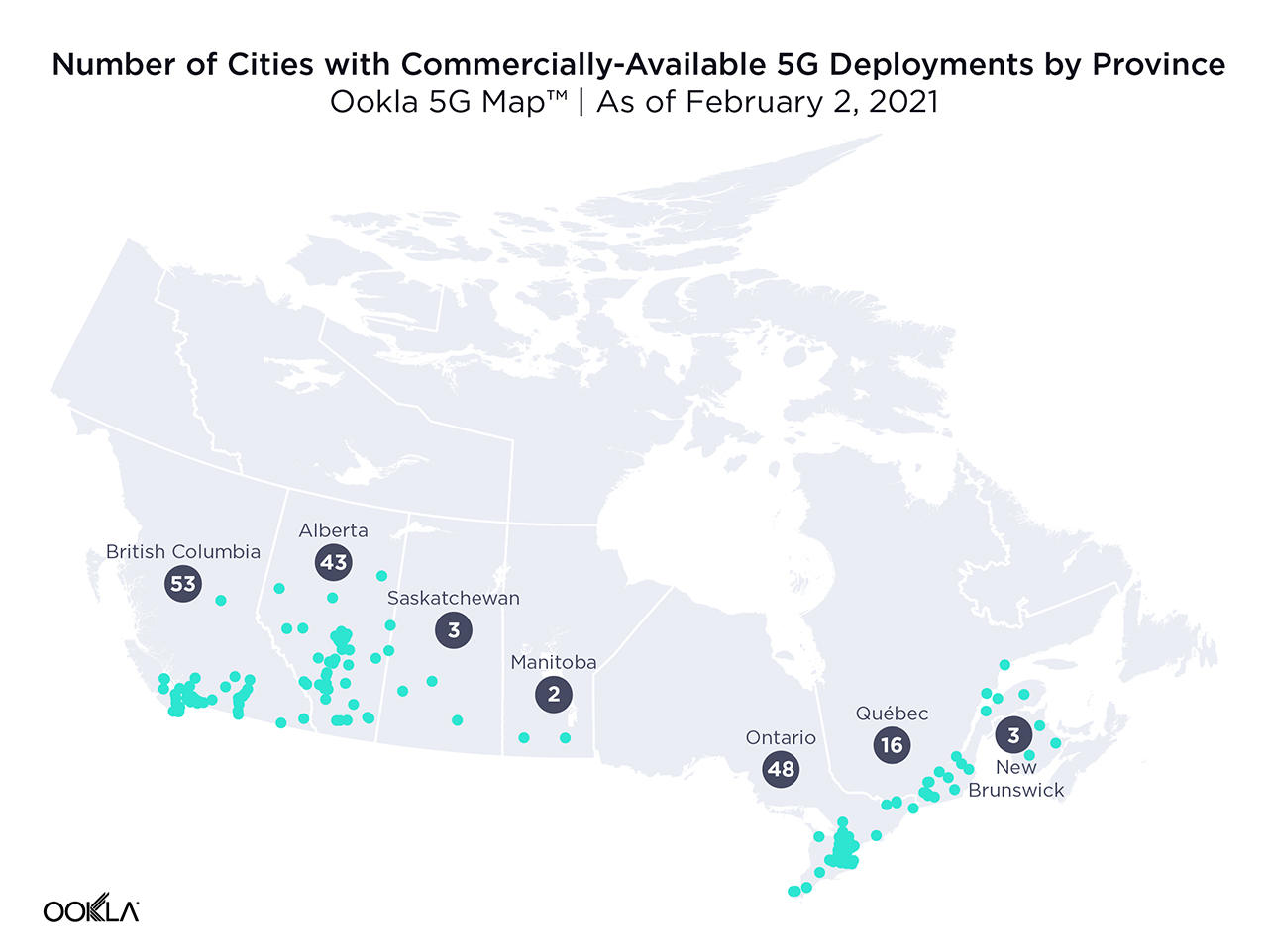 Provinces with 5G deployments