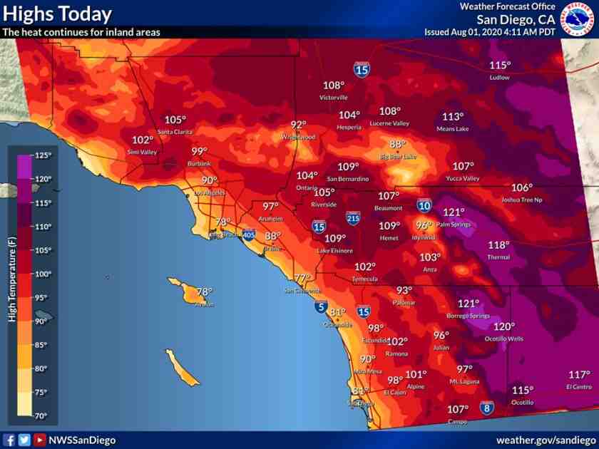 The warmest day of the week is expected in San Diego County