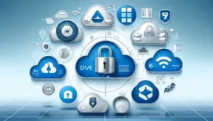 Icons of top cloud storage services (Google Drive, Dropbox, Microsoft OneDrive, Apple iCloud, and Amazon Drive) with secure locks and data encryption symbols on a blue and white background.
